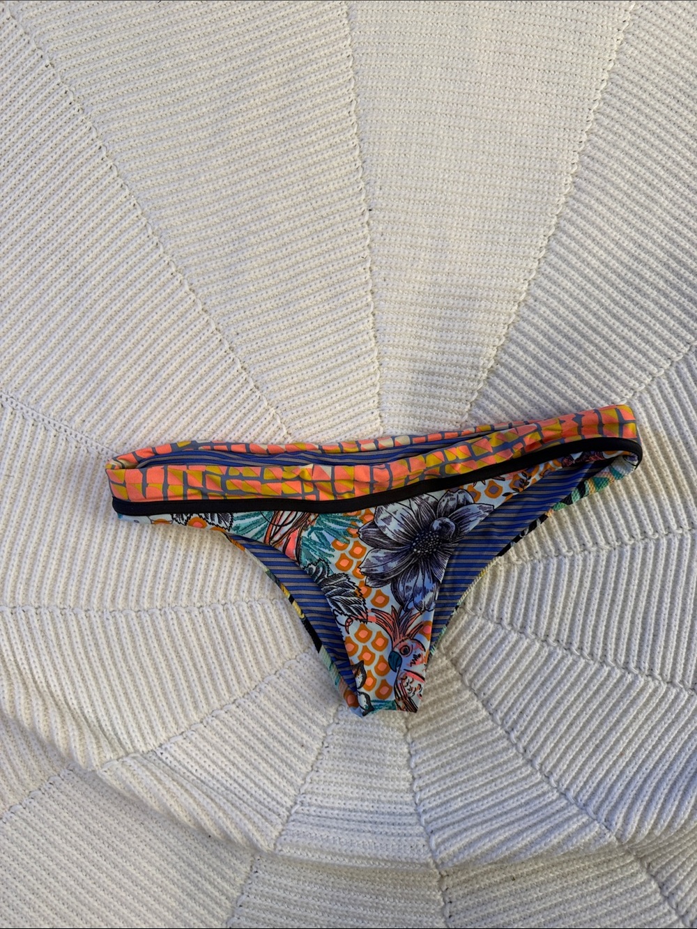 Maaji Multicolor Floral and Stripe Bikini Bottom